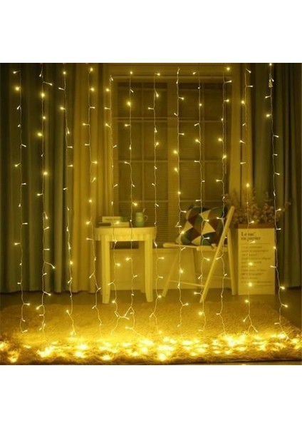 2 x 2 Metre Fişli Perde LED Işıklar Animasyonlu Eklemeli Dekoratif Organizasyon Dükkan Süsleme Ramazan Yılbaşı