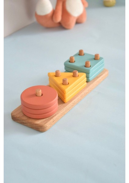 Renkli 3'lü Bultak ve Puzzle Seti, Eğitici Oyuncaklar, 1+ Yaş, Turuncu-Sarı-Mavi