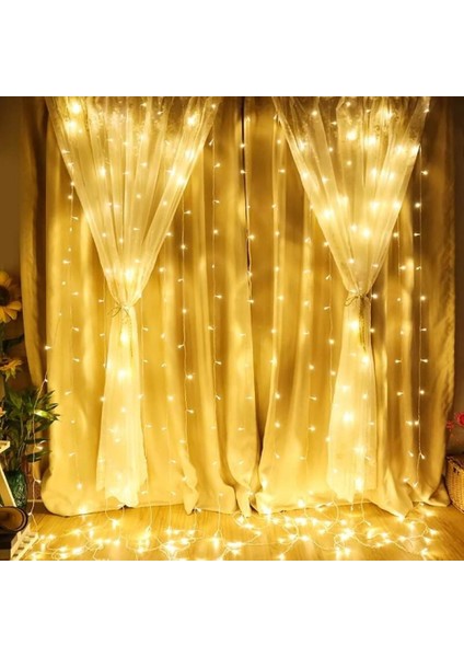3 x 2 Metre Pilli Perde LED Işıklar Gün Işığı Animasyonlu Organizasyon Süsleme Yılbaşı