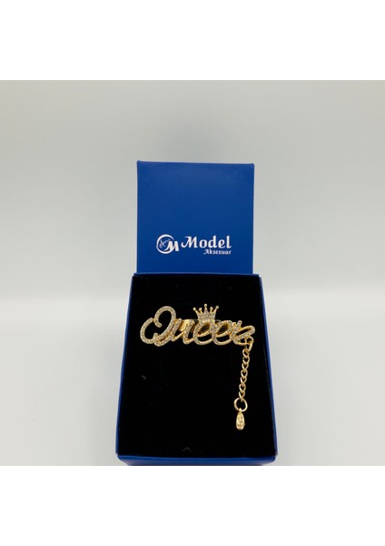 Taç Queen Kristal Taşlı Zincir Detaylı Broş