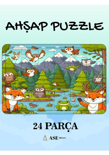 Ahşap 24 Parça Çocuk Puzzle 1 Adet