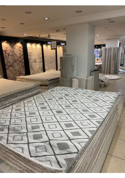 H01885 Cizgili-Desenli Salon Halısı ( 160X230) -Açık Gri