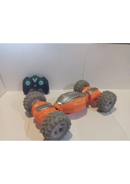 Boratila Toys 2.4 Ghz Uzaktan Kumandalı Işıklı Arazi Tekerekli Şarjlı 30 cm Büyük Boy Drift Akrobat Araba (Turuncu)