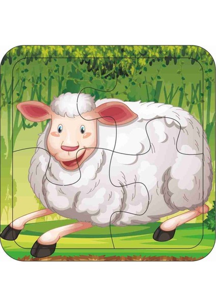 Ahşap Çocuk Puzzle Yapboz 4 Parça 6'lı Puzzle Hayvanlar