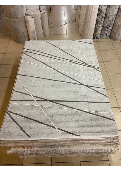 H01883 Cizgili-Desenli Salon Halısı ( 160X230) -Açık Gri fiyatları