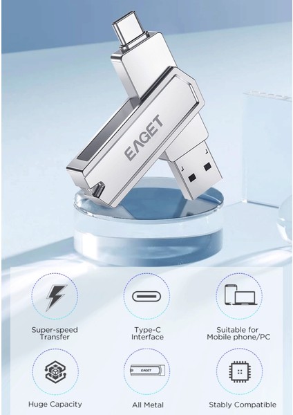 512Gb.Type-C ve Usb 3.2 Type-C Girişli Tüm Cihazlara İphone 15/16 Serisine Uygun Yüksek Hızlı Otg Flash Bellek Çift Giriş Metal Sağlam Orjinal