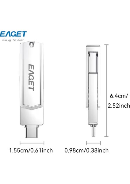 512Gb.Type-C ve Usb 3.2 Type-C Girişli Tüm Cihazlara İphone 15/16 Serisine Uygun Yüksek Hızlı Otg Flash Bellek Çift Giriş Metal Sağlam Orjinal