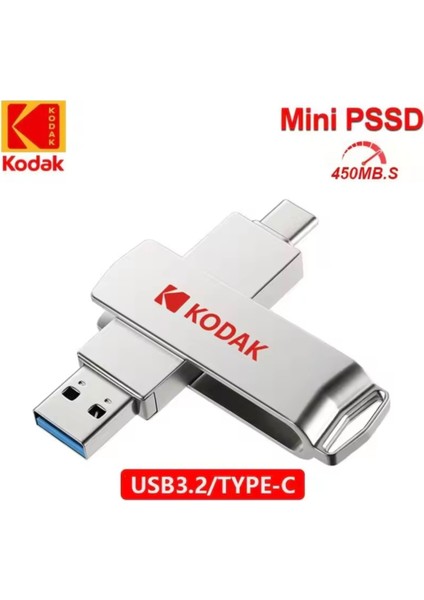 X203 450Mbs Yüksek Hızlı 256Gb.Type-C ve Usb 3.2 Type-C Girişli Tüm Cihazlara İphone 15/16 Serisine Uygun ve İphone Dönüştürücü Hediye Otg Flash Bellek Çift Giriş Metal Sağlam Orjinal