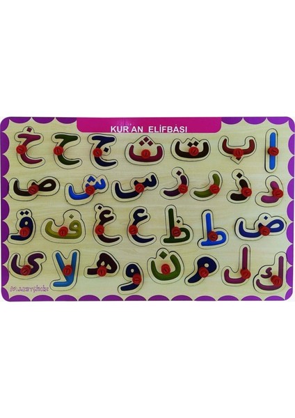 Ahşap Tutmalı Eğitici Arapça Alfabe Elif Ba Puzzle
