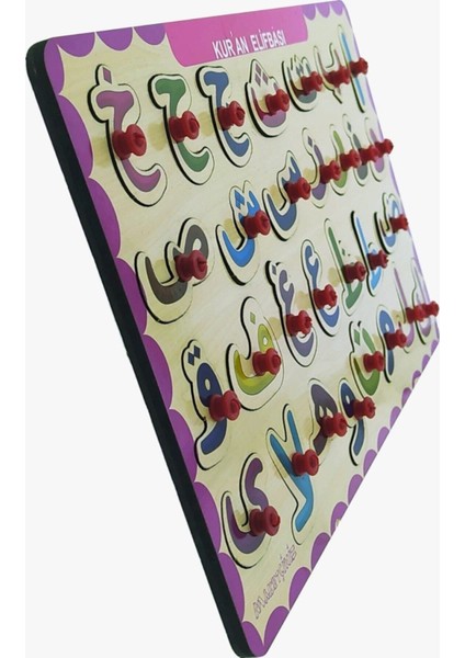 Ahşap Tutmalı Eğitici Arapça Alfabe Elif Ba Puzzle