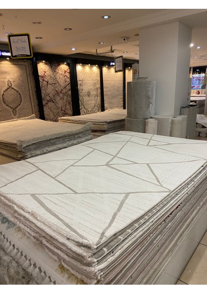 H01888 Cizgili Salon Halısı ( 160X230) -Krem