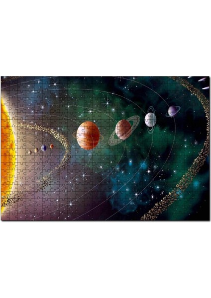 Güneş Sistemi ve Yörüngede Gezegenler 120 Parça Puzzle Yapboz Mdf (Ahşap)