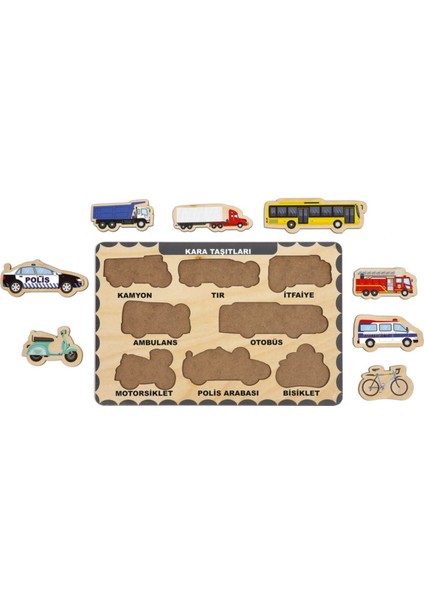 Ahşap Bul Tak Eğitici 2 Adet Yapboz Puzzle Seti