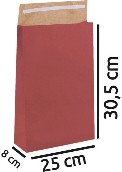 Bordo Renk Bantlı Hediye Paketi - Kağıt Hediye Poşeti - 25X30,5X8 cm - 2 Adet - HP054