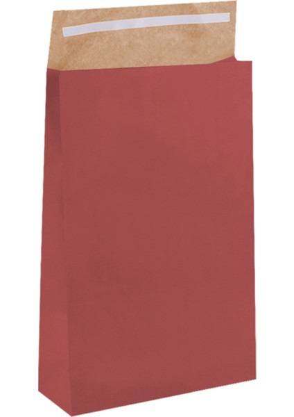 Bordo Renk Bantlı Hediye Paketi - Kağıt Hediye Poşeti - 25X30,5X8 cm - 2 Adet - HP054