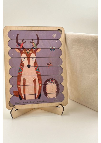 Sevimli Hayvanlar Ahşap Puzzle 11 Parça Çocuklar İçin Eğlenceli ve Öğretici Oyuncak