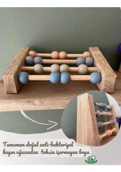 Doğal Ahşap Montessori Abaküs Renkli Çocuk Zeka Oyunu, 3+ yaş uygun fiyatları