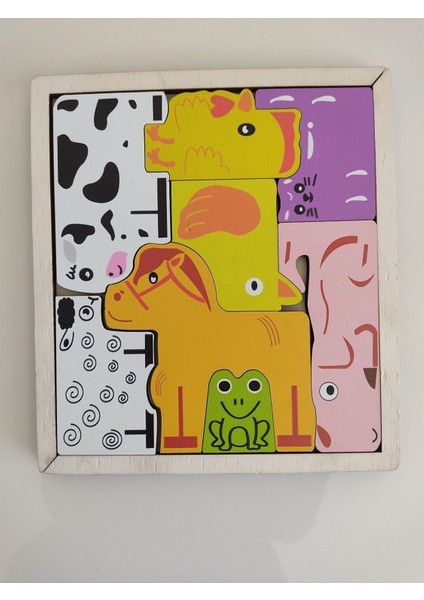 Renkli Ahşap Çiftlik Hayvanları Puzzle, 8 Parça, Eğlenceli ve Öğretici, 2+ Yaş fırsatları