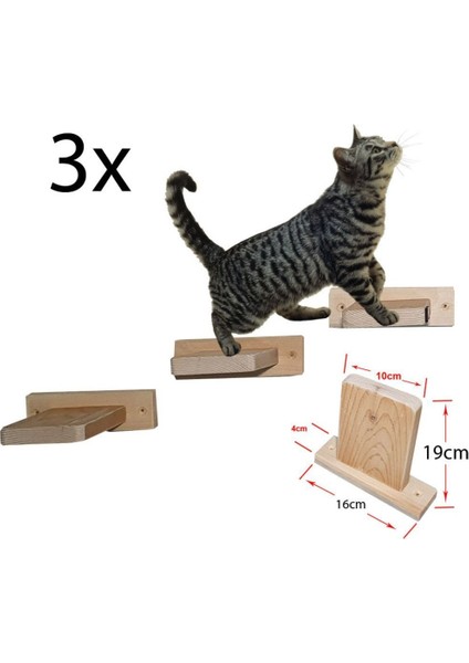 12 Parça Doğal Ahşap Peluş Kedi Oyun Merdiveni Seti Köprü Platform Oyun Duvarı (Set3)
