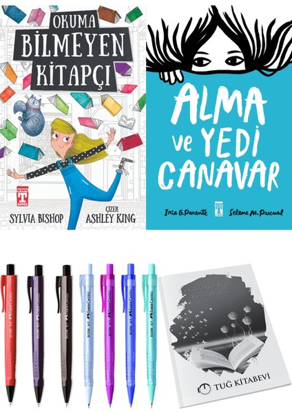Alma ve Yedi Canavar ve Okuma Bilmeyen Kitapçı 2'li Set - Kalem
