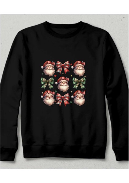 Retro Christmas Santa Sweatshirt Siyah