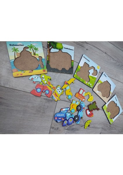 Renkli 5'li Ahşap Araçlar Puzzle Seti, Eğlenceli ve Öğretici Oyun Deneyimi fiyatları