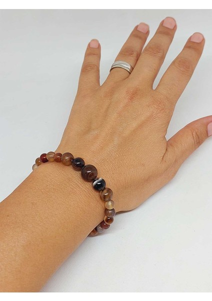 Galaksi Serisi Kahverengi Akik Taşı Tasarım Bileklik fiyatları