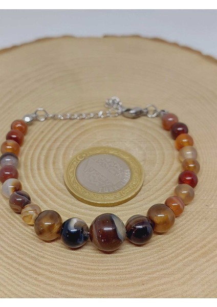 Galaksi Serisi Kahverengi Akik Taşı Tasarım Bileklik modelleri