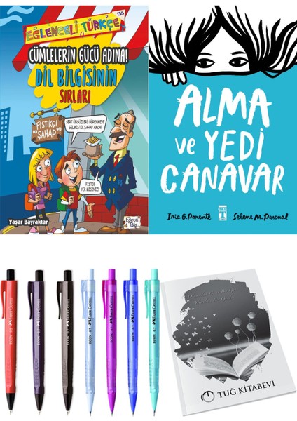 Alma ve Yedi Canavar ve Cümlelerin Gücü Adına! Dil Bilgisinin Sırları 2'li Set - Kalem