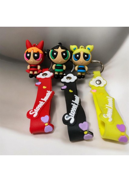 Powerpuff Girls Figürlü 3'lü Anahtarlık & Çanta Süsü Seti