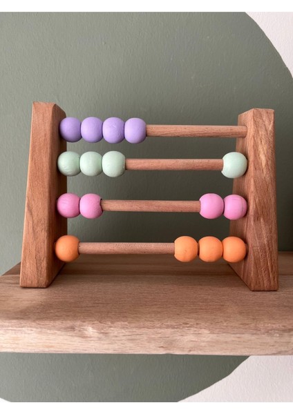 Pastel renklerde doğal ahşap Montessori abaküs, analitik ve matematik oyunu, 3+ yaş