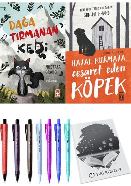 Hayal Kurmaya Cesaret Eden Köpek ve Dağa Tırmanan Kedi 2'li Set - Kalem