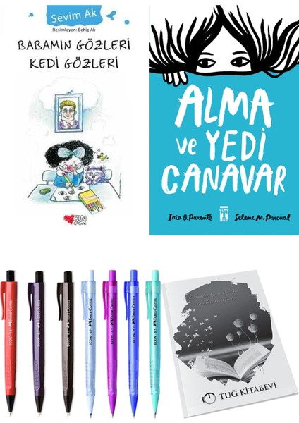 Alma ve Yedi Canavar ve Babamın Gözleri Kedi Gözleri 2'li Set - Kalem