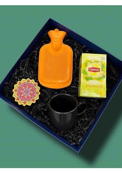 Ihlamur Bitki Çayı, Kupa Bardak, 500ML Sıcak Su Torbası, Bardak Altlıgı, Konsept Kutusu
