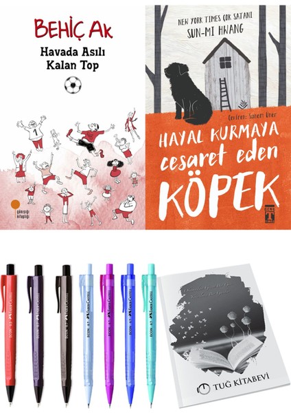 Hayal Kurmaya Cesaret Eden Köpek ve Havada Asılı Kalan Top 2'li Set - Kalem
