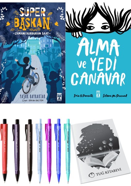 Alma ve Yedi Canavar ve Süper Başkan Zamanı Durduran Saat 2'li Set - Kalem