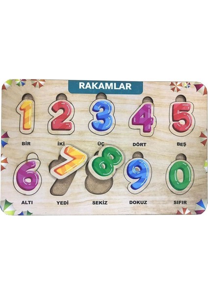 Renkli Ahşap Çocuk Puzzle, Sayı Bul ve Tak, Eğlenceli Öğrenme Oyunu 3+ yaş