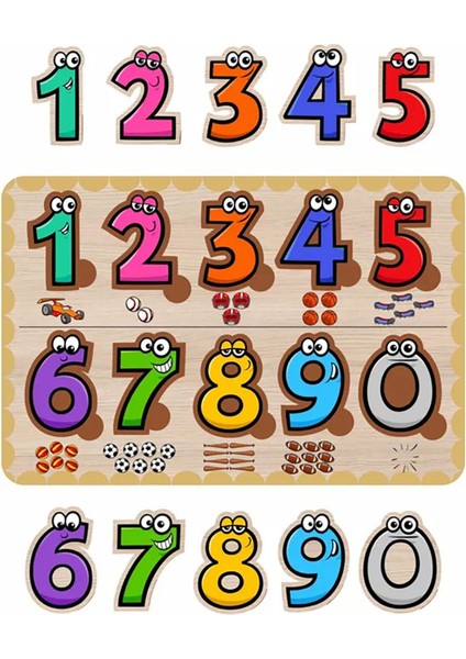 Renkli Ahşap Çocuk Puzzle, Sayı Bul ve Tak, Eğlenceli Öğrenme Oyunu 3+ yaş modelleri