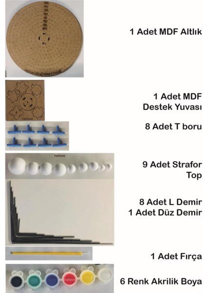 Evreni Keşfet Güneş Sistemi Modeli ve 6 Renk Akrilik Boya Seti