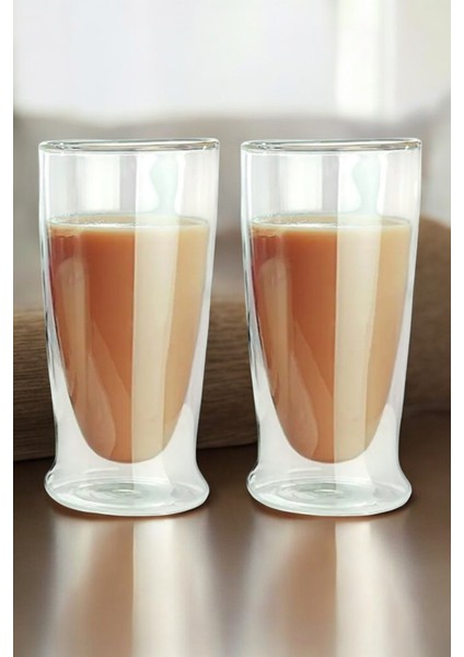 Çift Cidarlı Uzun Cam Kokteyl - Meşrubat - Latte Bardağı 350 Ml x 4 Adet 2323 fırsatları