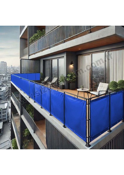 150CM Yükseklikliler Mavi Pvc Su Geçirmez Balkon Demiri Korkuluk Çit Branda