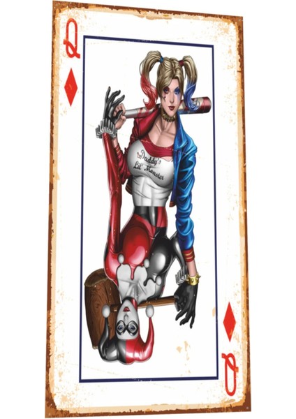 Harley Quinn Oyun Kağıdı Mini Retro Ahşap Poster