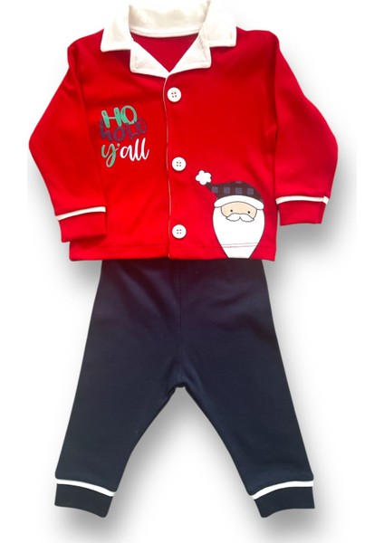 Düğmeli Noel Baba Çocuk Pijama Takımı modelleri