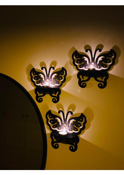 Dekoratif Kelebek Raf,mumluk 3'lü Set fiyatları