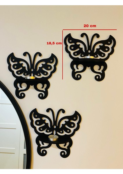 Dekoratif Kelebek Raf,mumluk 3'lü Set modelleri