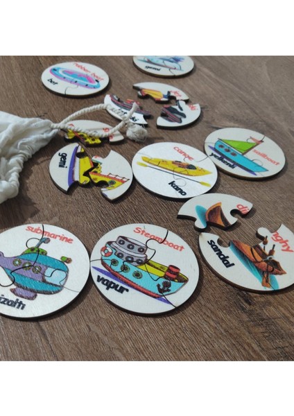 Renkli Ahşap Deniz Taşıtları Puzzle, Eğlenceli ve Öğretici Oyuncak, 3+ Yaş fiyatları