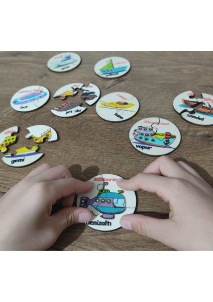 Renkli Ahşap Deniz Taşıtları Puzzle, Eğlenceli ve Öğretici Oyuncak, 3+ Yaş modelleri