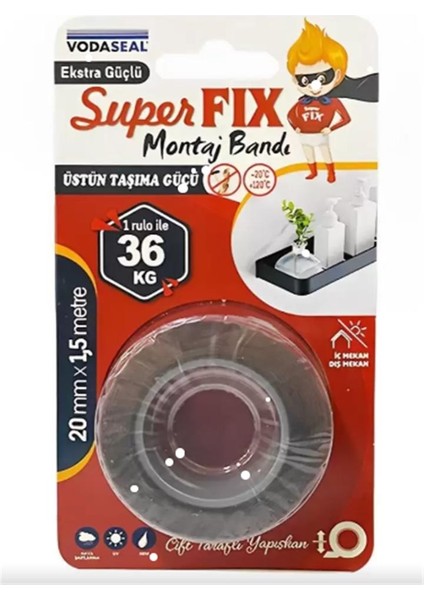 Super Fıx Montaj Bant (1 Rulo 36KG) 20MMX1,5MM