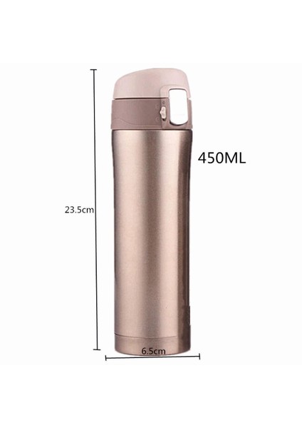 Kilit Sistemli Sızdırmaz 304 Paslanmaz Çelik 450 ml Çift Katmanlı Termos Bpa Içermez FLYON-887GOLD