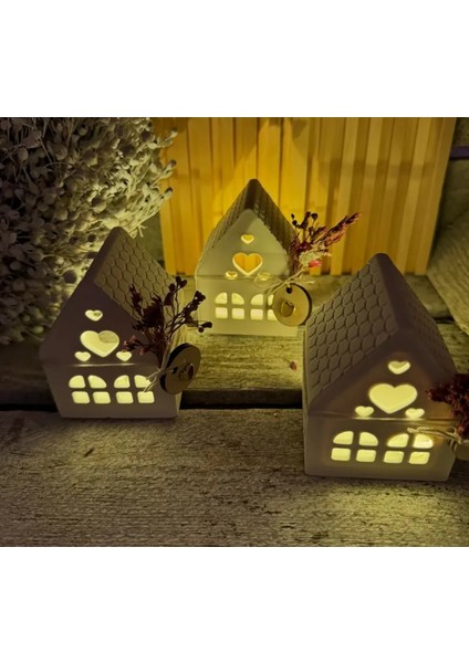 Iskandinav Ev Mumluk, 1 adet Beton Dekoratif Mumluk, Tealight Ev Mumluk, Dekoratif Hediyelik